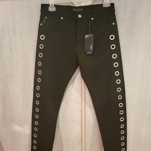 VERSACE Multiple Silver Tone Eyelets Jeans